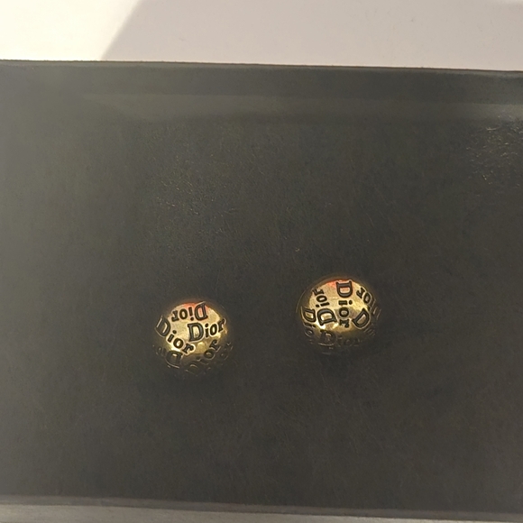 Dior Red and Gold Crossbody Bag with Grained Leather & Dior Earrings. - Picture 14 of 16